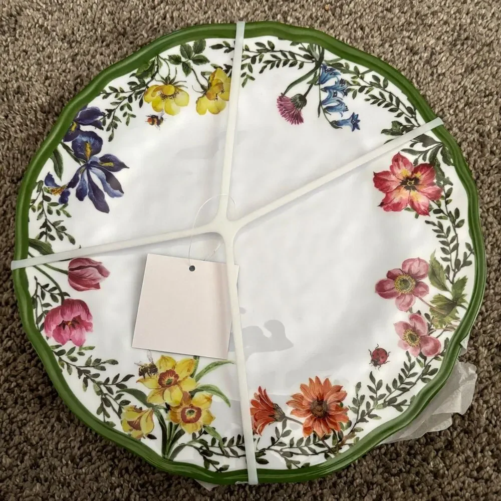 Set of 4  Floral Garden Melamine Dinner Plates 11